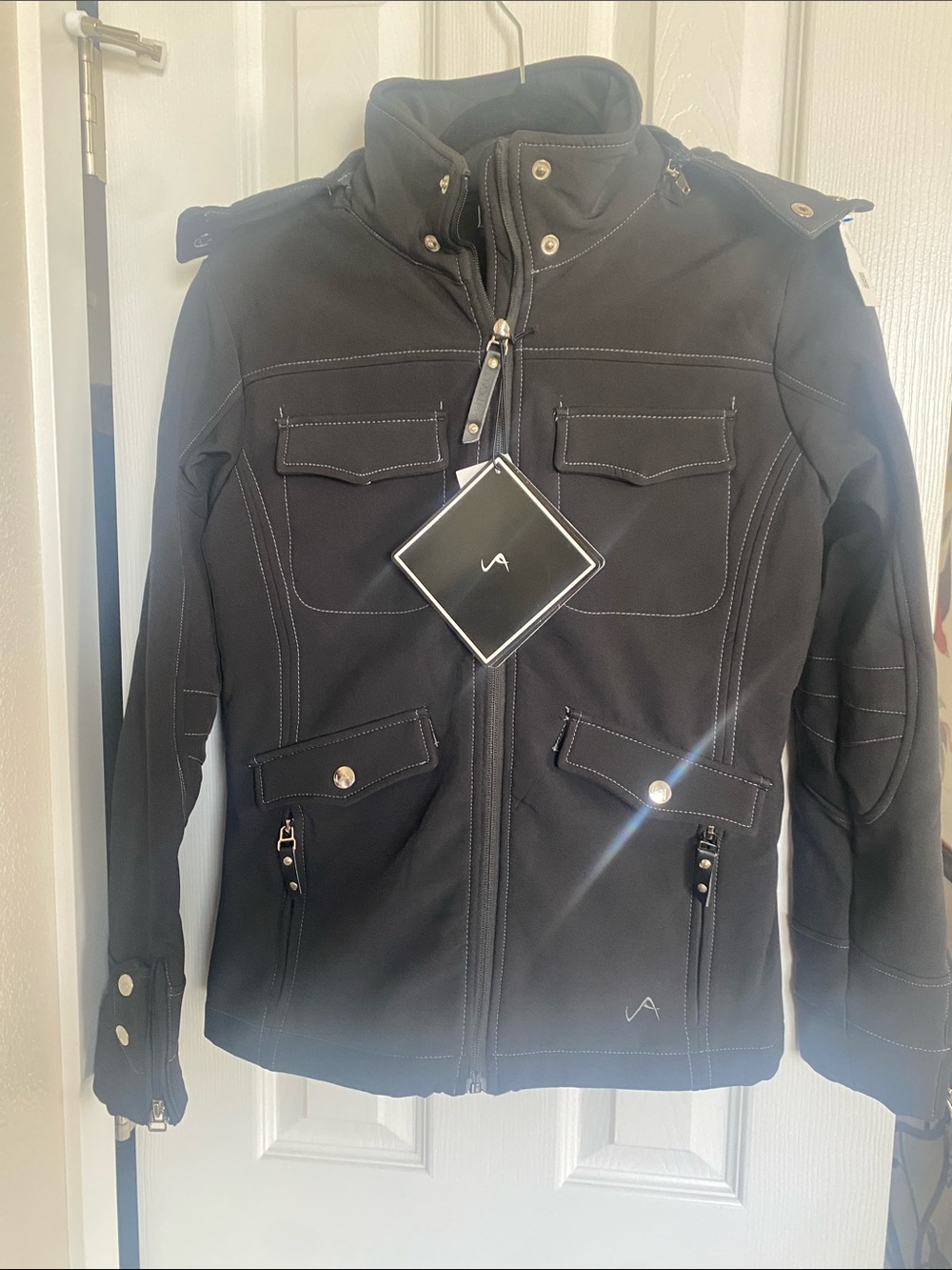 Virtical’9 Black Field Jacket with Hood & High Collar NWT - Picture 2 of 13